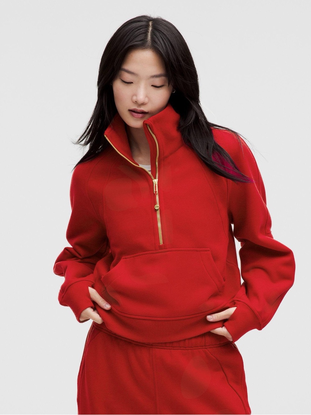 NWT Lululemon athletica Lunar New Year Red Half-Zip Pullover with Gold Zipper